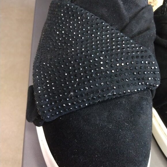Vince Camuto Barita Black Suede Rhinestone Slip-On Sneakers 9.5 Wide Holiday - Picture 4 of 16